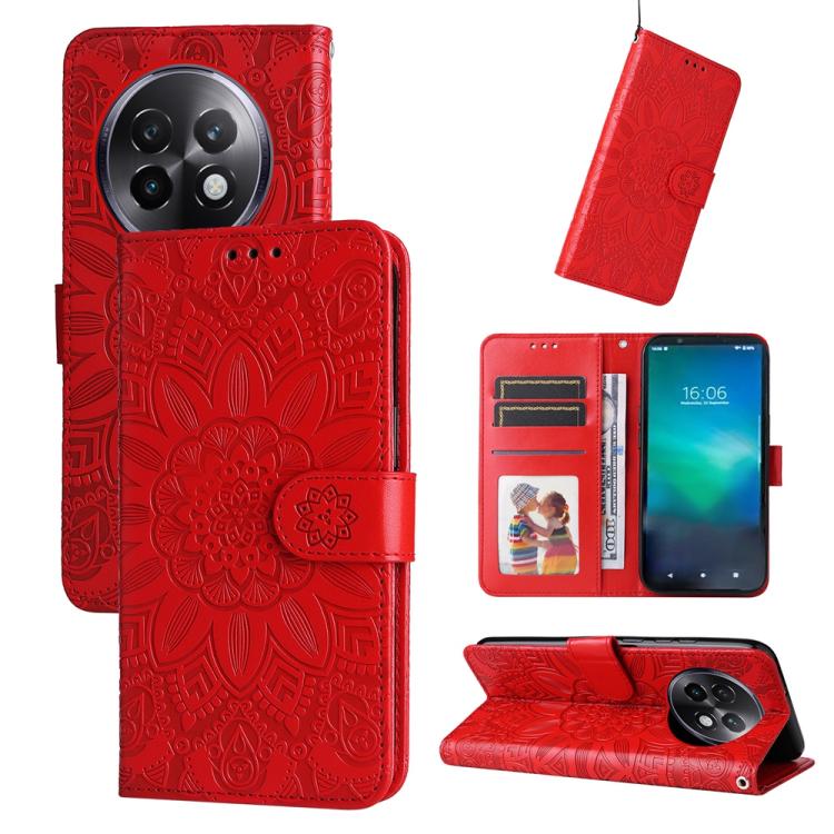Embossed Sunflower Leather Phone Case, For Realme 14 Pro+ Global, For Realme 14 Pro Global, For Realme GT 7 Pro, For Realme 13+, For Realme 13 Pro / 13 Pro+ / P1 Pro Global, For Realme GT 6 / GT Neo6 SE, For Realme C63 / C61  / Note 60, For Realme 12 5...