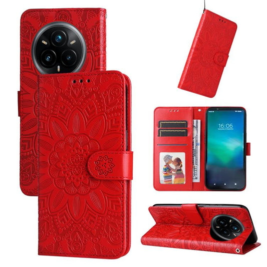 Embossed Sunflower Leather Phone Case, For Realme 14 Pro+ Global, For Realme 14 Pro Global, For Realme GT 7 Pro, For Realme 13+, For Realme 13 Pro / 13 Pro+ / P1 Pro Global, For Realme GT 6 / GT Neo6 SE, For Realme C63 / C61  / Note 60, For Realme 12 5...