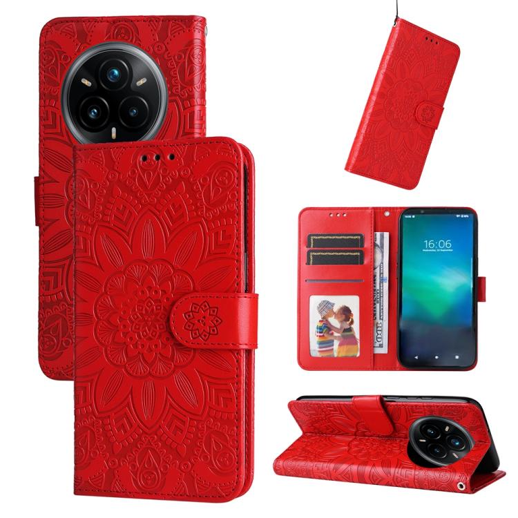 Embossed Sunflower Leather Phone Case, For Realme C71 4G / C75 4G / 5G / 14x, For Realme 14 Global, For Realme 14 Pro+ Global, For Realme 14 Pro Global, For Realme GT 7 Pro, For Realme 13+, For Realme 13 Pro / 13 Pro+ / P1 Pro Global                   ...