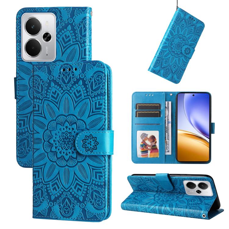 Embossed Sunflower Leather Phone Case, For Realme 16 Pro+ 5G, For Realme 16 Pro 5G, For Realme 15x 5G India / Realme C85 5G, For Realme C85 Pro 4G, For Realme 15T 5G, For Realme Narzo 80 Lite 4G / C71 India, For Realme 15 5G / Realme 15 Pro 5G         ...
