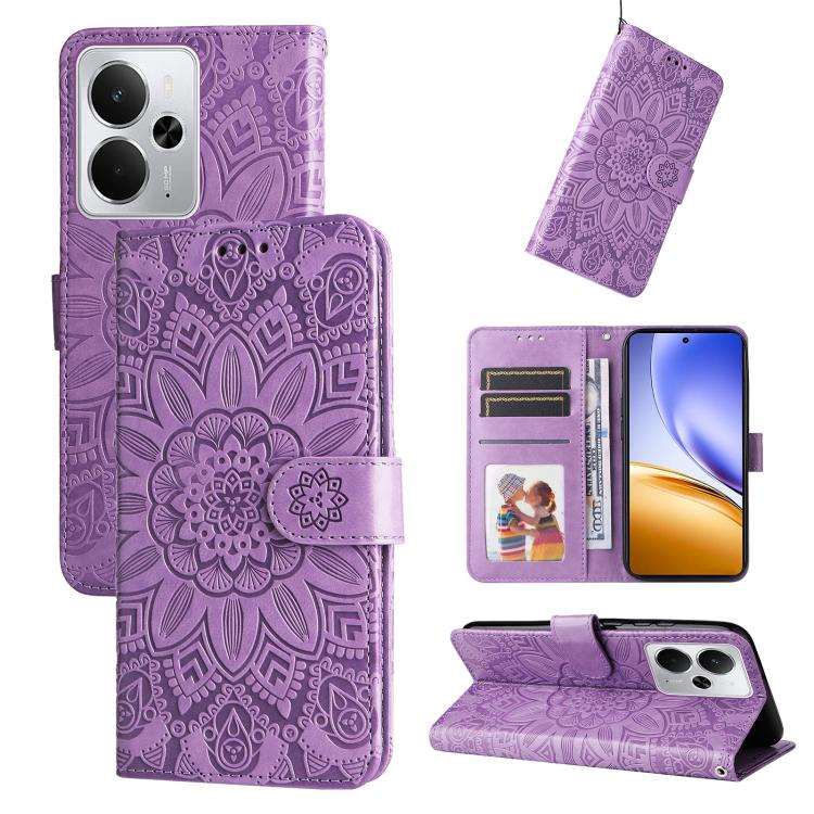 Embossed Sunflower Leather Phone Case, For Realme C71 4G / C75 4G / 5G / 14x, For Realme 14 Global, For Realme 14 Pro+ Global, For Realme 14 Pro Global, For Realme GT 7 Pro, For Realme 13+, For Realme 13 Pro / 13 Pro+ / P1 Pro Global                   ...
