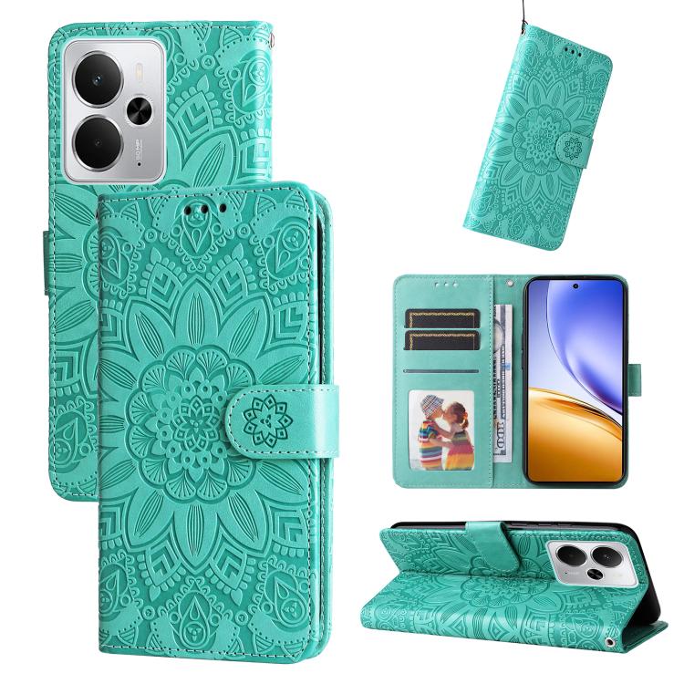 Embossed Sunflower Leather Phone Case, For Realme 16 Pro+ 5G, For Realme 16 Pro 5G, For Realme 15x 5G India / Realme C85 5G, For Realme C85 Pro 4G, For Realme 15T 5G, For Realme Narzo 80 Lite 4G / C71 India, For Realme 15 5G / Realme 15 Pro 5G         ...