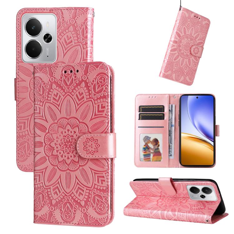 Embossed Sunflower Leather Phone Case, For Realme C71 4G / C75 4G / 5G / 14x, For Realme 14 Global, For Realme 14 Pro+ Global, For Realme 14 Pro Global, For Realme GT 7 Pro, For Realme 13+, For Realme 13 Pro / 13 Pro+ / P1 Pro Global                   ...