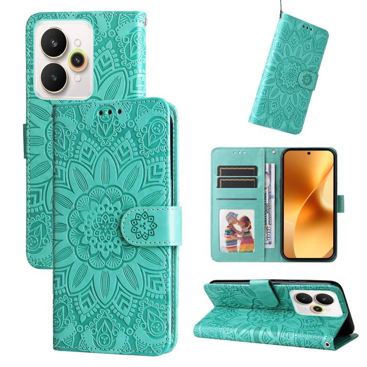 Embossed Sunflower Leather Phone Case, For Realme 16 Pro+ 5G, For Realme 16 Pro 5G, For Realme 15x 5G India / Realme C85 5G, For Realme C85 Pro 4G, For Realme 15T 5G, For Realme Narzo 80 Lite 4G / C71 India, For Realme 15 5G / Realme 15 Pro 5G         ...