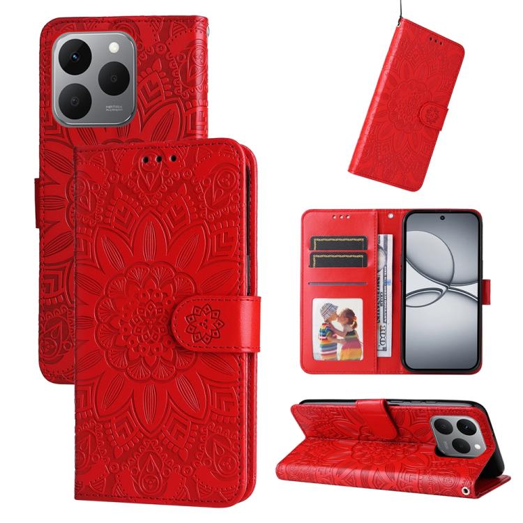 Embossed Sunflower Leather Phone Case, For Realme 16 Pro+ 5G, For Realme 16 Pro 5G, For Realme 15x 5G India / Realme C85 5G, For Realme C85 Pro 4G, For Realme 15T 5G, For Realme Narzo 80 Lite 4G / C71 India, For Realme 15 5G / Realme 15 Pro 5G         ...