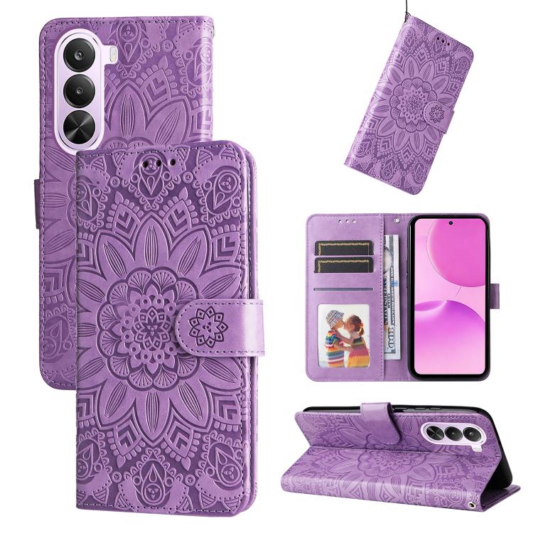 Embossed Sunflower Leather Phone Case, For Realme P4R 5G / P4x 4G / C100 4G / C100i, For Realme 16 Pro+ 5G, For Realme 16 Pro 5G, For Realme P4x 5G, For Realme 15x 5G India / Realme C85 5G, For Realme C85 Pro 4G, For Realme 15T 5G                      ...