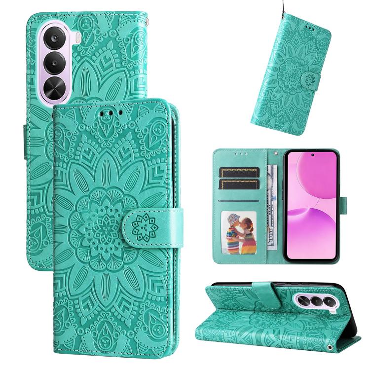 Embossed Sunflower Leather Phone Case, For Realme P4R 5G / P4x 4G / C100 4G / C100i, For Realme 16 Pro+ 5G, For Realme 16 Pro 5G, For Realme P4x 5G, For Realme 15x 5G India / Realme C85 5G, For Realme C85 Pro 4G, For Realme 15T 5G                      ...