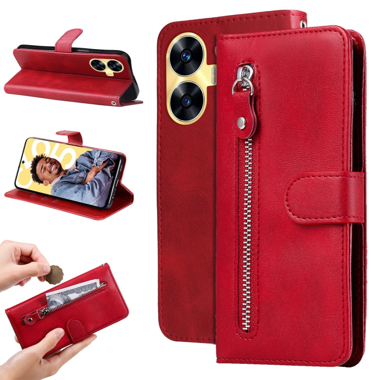 Fashion Calf Texture Zipper Leather Phone Case, For Realme C65 4G, For Realme C55, For Realme GT Neo 5 5G / GT3