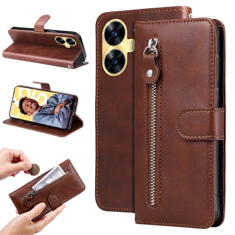 Fashion Calf Texture Zipper Leather Phone Case, For Realme 12 Pro+, For Realme C67 4G Global, For Realme C67 5G / 11 5G Taiwan Version, For Realme 11 4G Global, For Realme C53 / Narzo N53, For Realme 11, For Realme 11 Pro / 11 Pro+, For Realme C65 4G  ...