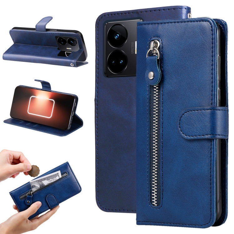 Fashion Calf Texture Zipper Leather Phone Case, For Realme GT Neo 5 5G / GT3