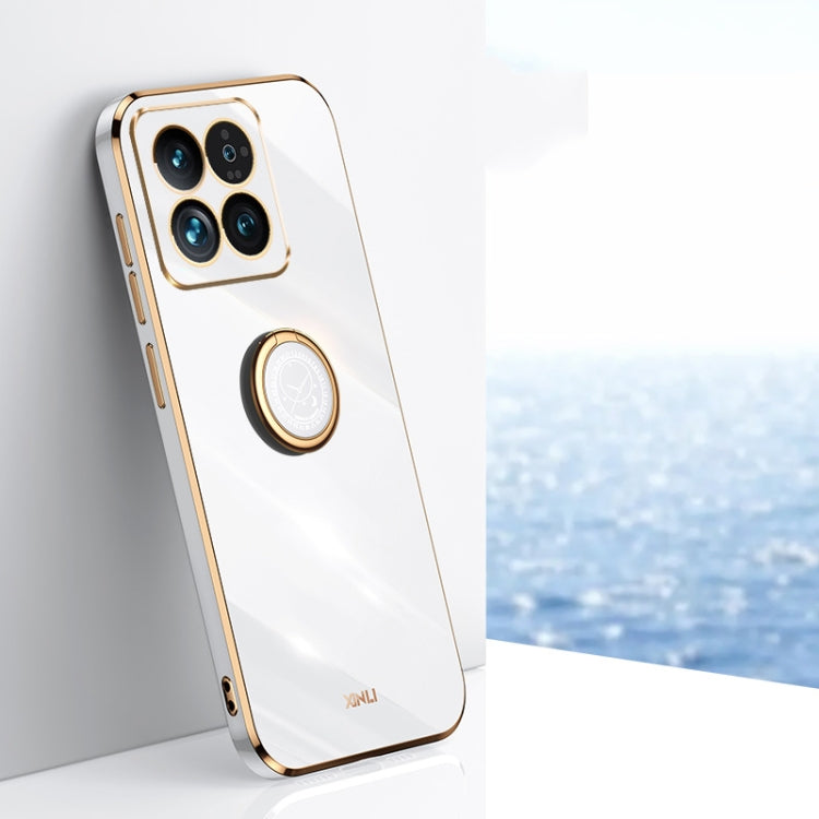 XINLI Straight Edge 6D Electroplate TPU Phone Case with Ring Holder, For Redmi 14C 4G, For Xiaomi Redmi Note 13 Pro 4G, For Xiaomi Redmi Note 13 4G, For Xiaomi Redmi 13C 5G, For Xiaomi Redmi K70E, For Xiaomi 14 Pro