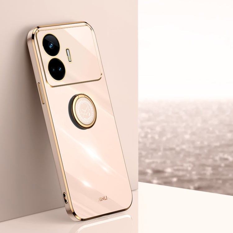 XINLI Straight Edge 6D Electroplate TPU Phone Case with Ring Holder, For Realme 11 Pro+ 5G, For Realme GT Neo5 SE, For Realme C55