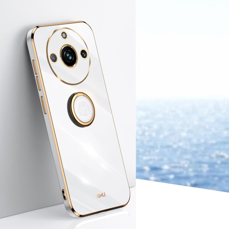 XINLI Straight Edge 6D Electroplate TPU Phone Case with Ring Holder, For Realme C75, For Realme GT 7 Pro 5G, For Realme Note 60 4G, For Realme 13 Pro Global, For Realme 11 5G, For Realme C53 2023