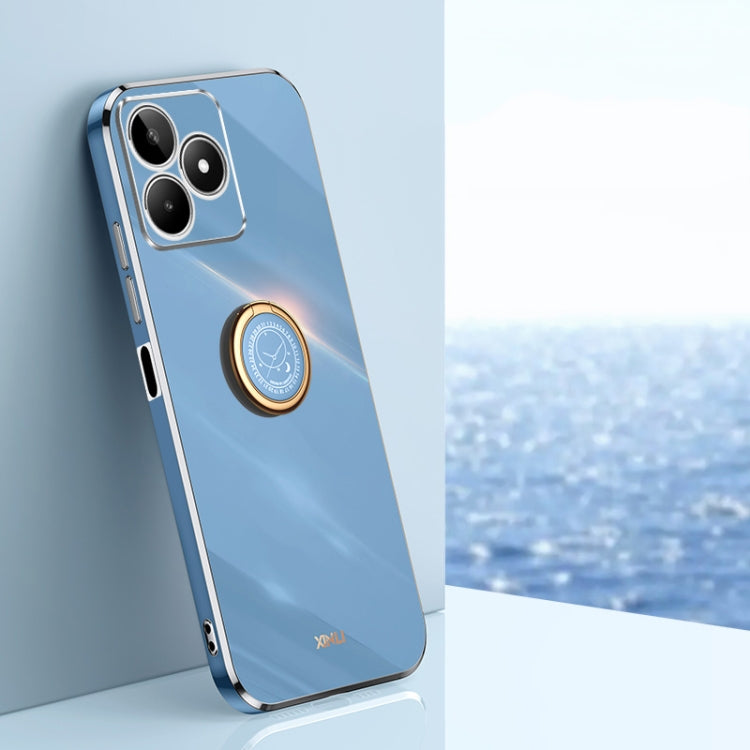 XINLI Straight Edge 6D Electroplate TPU Phone Case with Ring Holder, For Realme C75, For Realme GT 7 Pro 5G, For Realme Note 60 4G, For Realme 13 Pro Global, For Realme 11 5G, For Realme C53 2023