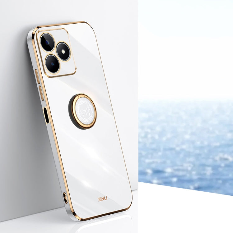 XINLI Straight Edge 6D Electroplate TPU Phone Case with Ring Holder, For Realme C75, For Realme GT 7 Pro 5G, For Realme Note 60 4G, For Realme 13 Pro Global, For Realme 11 5G, For Realme C53 2023