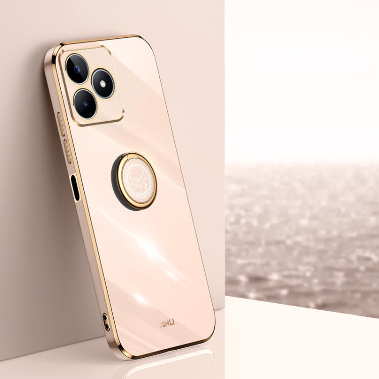 XINLI Straight Edge 6D Electroplate TPU Phone Case with Ring Holder, For Realme C75, For Realme GT 7 Pro 5G, For Realme Note 60 4G, For Realme 13 Pro Global, For Realme 11 5G, For Realme C53 2023