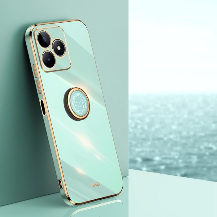 XINLI Straight Edge 6D Electroplate TPU Phone Case with Ring Holder, For Realme C75, For Realme GT 7 Pro 5G, For Realme Note 60 4G, For Realme 13 Pro Global, For Realme 11 5G, For Realme C53 2023