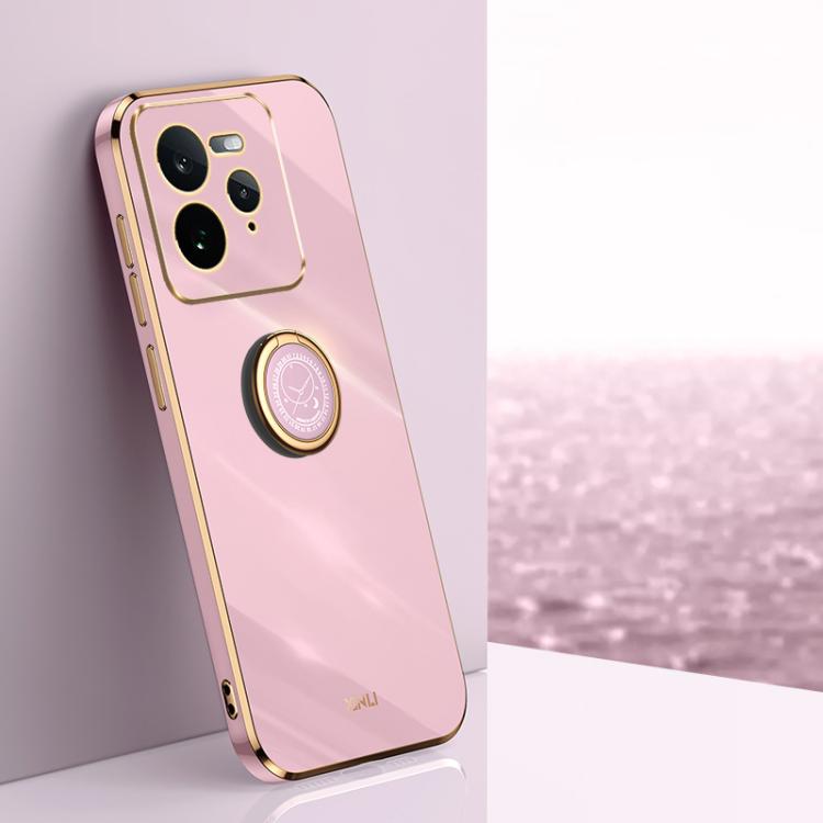 XINLI Straight Edge 6D Electroplate TPU Phone Case with Ring Holder, For Realme C75, For Realme GT 7 Pro 5G, For Realme Note 60 4G, For Realme 13 Pro Global, For Realme 11 5G, For Realme C53 2023