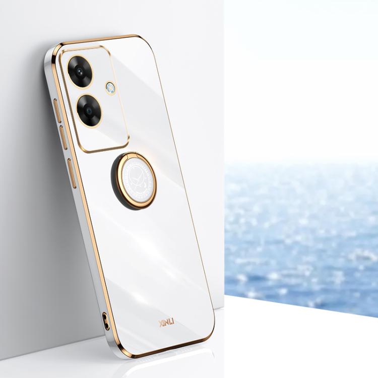 XINLI Straight Edge 6D Electroplate TPU Phone Case with Ring Holder, For Realme C75, For Realme GT 7 Pro 5G, For Realme Note 60 4G, For Realme 13 Pro Global, For Realme 11 5G, For Realme C53 2023