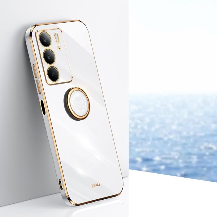 XINLI Straight Edge 6D Electroplate TPU Phone Case with Ring Holder, For Realme C75, For Realme GT 7 Pro 5G, For Realme Note 60 4G, For Realme 13 Pro Global, For Realme 11 5G, For Realme C53 2023