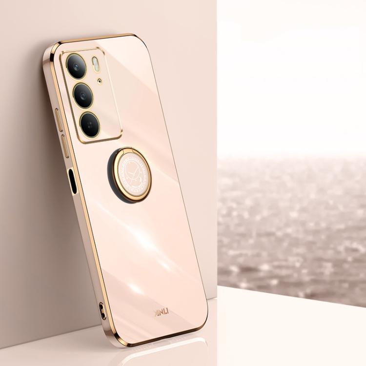 XINLI Straight Edge 6D Electroplate TPU Phone Case with Ring Holder, For Realme C75, For Realme GT 7 Pro 5G, For Realme Note 60 4G, For Realme 13 Pro Global, For Realme 11 5G, For Realme C53 2023