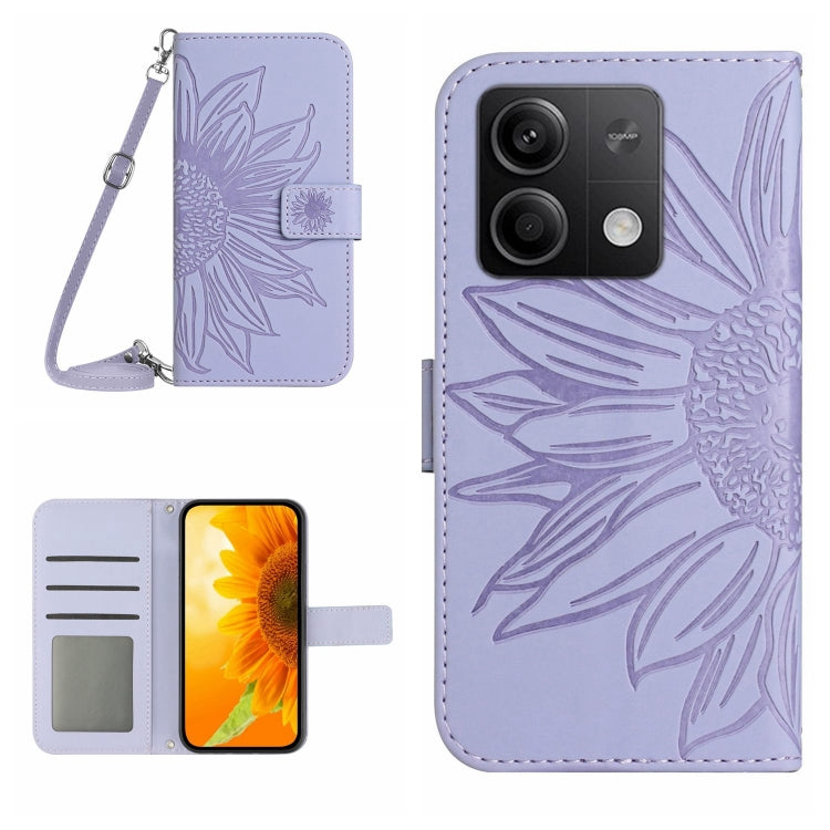 Skin Feel Sun Flower Embossed Flip Leather Phone Case with Lanyard, For Xiaomi Redmi 13 4G Global / 5G Global, For Xiaomi Redmi A3, For Xiaomi Redmi Note 13 4G Global, For Xiaomi Redmi 13C 5G