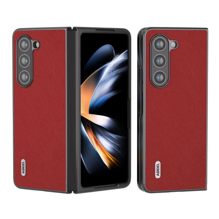 ABEEL Cross Texture Genuine Leather Phone Case, For Samsung Galaxy Z Flip6 / Flip7 FE, For Samsung Galaxy Z Fold6, For Samsung Galaxy S23 FE 5G, For Samsung Galaxy Z Fold5, For Samsung Galaxy Z Flip5