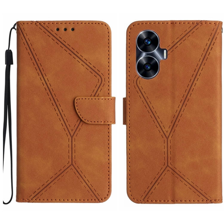 Stitching Embossed Leather Phone Case, For Realme C31, For Realme C55, For Realme 9i / OPPO A36 4G, For Realme 10 4G, For Realme 10 5G / 9i 5G, For Realme 10 Pro+, For Realme C33 2023 / 2022, For Realme C35