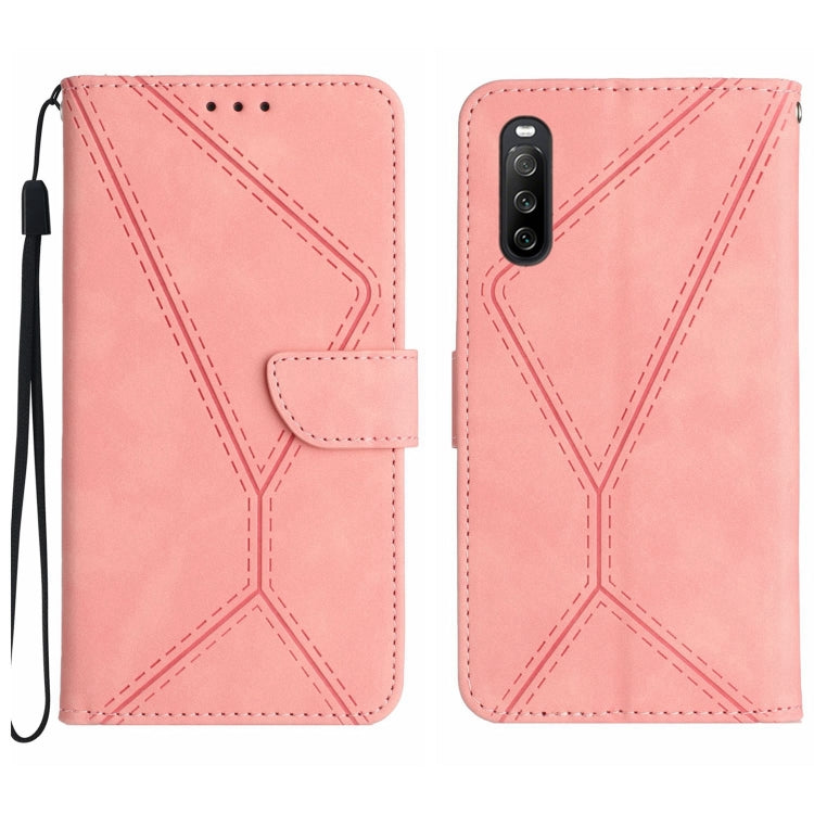 Stitching Embossed Leather Phone Case, For Sony Xperia 10 V