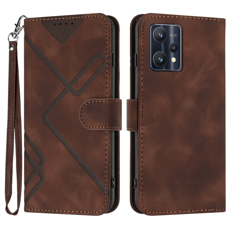 Line Pattern Skin Feel Leather Phone Case, For Realme 10 4G, For Realme V23, For Realme 9 Pro+, For Realme C20 / C11 2021 / C21, For Realme Narzo 30A/C25/C25s, For Realme 8 4G / 8 Pro, For Realme GT 5G / GT Neo, For Realme C15/C12/Narzo 20/7i Global