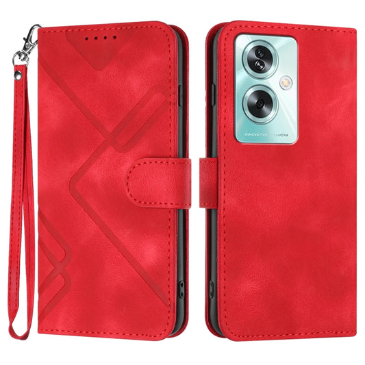 Line Pattern Skin Feel Leather Phone Case, For OPPO A79 5G