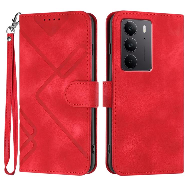 Line Pattern Skin Feel Leather Phone Case, For Realme P3 Ultra 5G, For Realme P3 Pro, For Realme 14 Pro+, For Realme 14 Pro, For Realme 14x Global, For Realme C75 Global, For Realme GT7 Pro, For Realme 13 Pro / 13 Pro+ Global