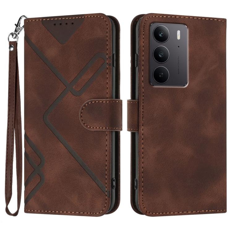 Line Pattern Skin Feel Leather Phone Case, For Realme P3 Ultra 5G, For Realme P3 Pro, For Realme 14 Pro+, For Realme 14 Pro, For Realme 14x Global, For Realme C75 Global, For Realme GT7 Pro, For Realme 13 Pro / 13 Pro+ Global