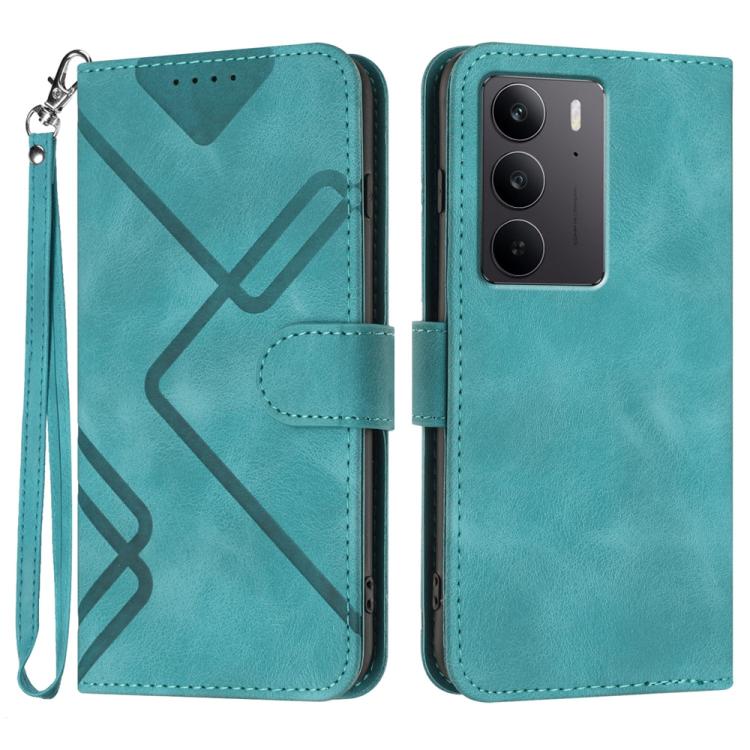 Line Pattern Skin Feel Leather Phone Case, For Realme P3 Ultra 5G, For Realme P3 Pro, For Realme 14 Pro+, For Realme 14 Pro, For Realme 14x Global, For Realme C75 Global, For Realme GT7 Pro, For Realme 13 Pro / 13 Pro+ Global