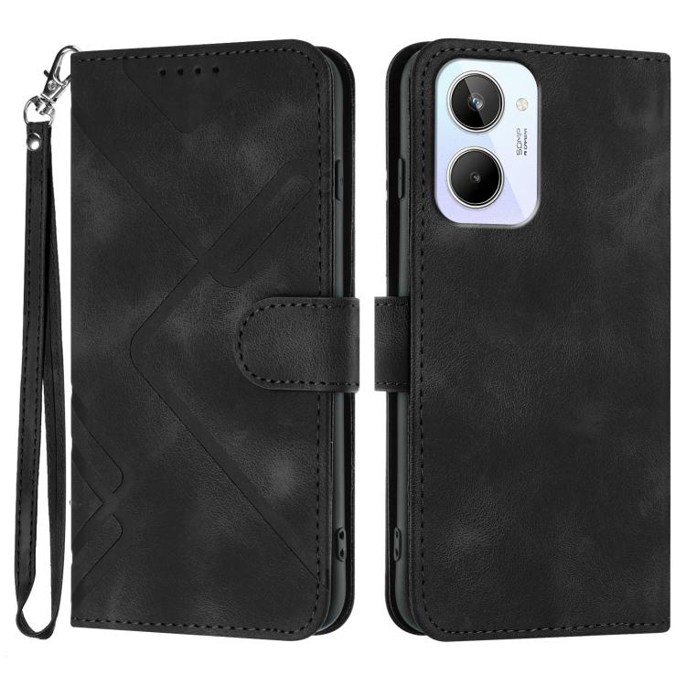 Line Pattern Skin Feel Leather Phone Case, For Realme 10 4G, For Realme V23, For Realme 9 Pro+, For Realme C20 / C11 2021 / C21, For Realme Narzo 30A/C25/C25s, For Realme 8 4G / 8 Pro, For Realme GT 5G / GT Neo, For Realme C15/C12/Narzo 20/7i Global