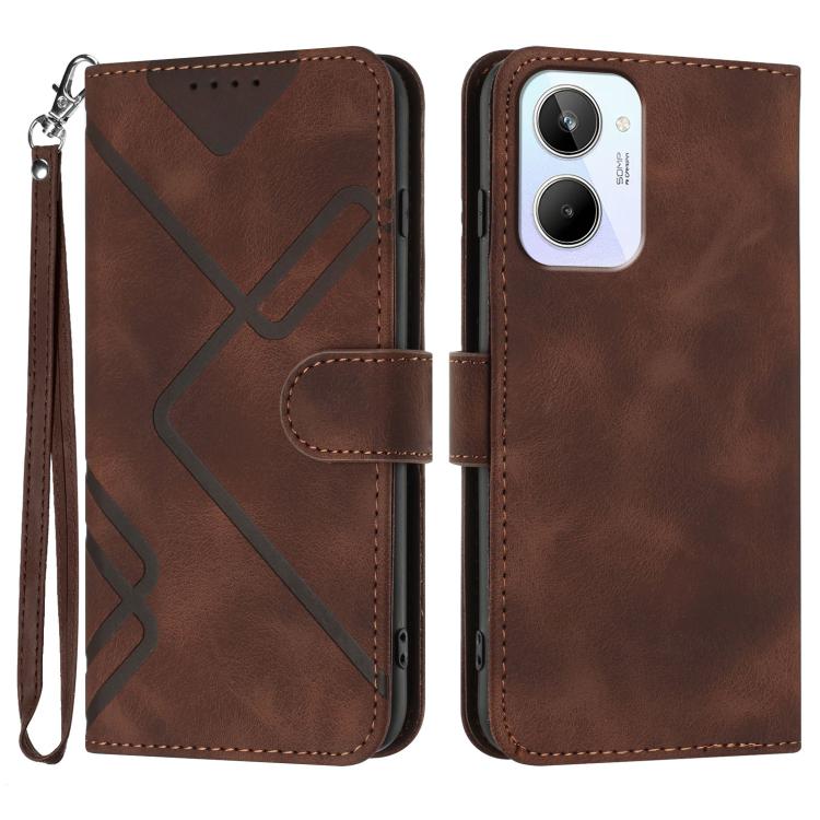Line Pattern Skin Feel Leather Phone Case, For Realme 10 4G, For Realme V23, For Realme 9 Pro+, For Realme C20 / C11 2021 / C21, For Realme Narzo 30A/C25/C25s, For Realme 8 4G / 8 Pro, For Realme GT 5G / GT Neo, For Realme C15/C12/Narzo 20/7i Global