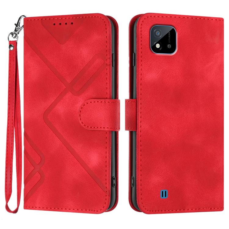 Line Pattern Skin Feel Leather Phone Case, For Realme 10 4G, For Realme V23, For Realme 9 Pro+, For Realme C20 / C11 2021 / C21, For Realme Narzo 30A/C25/C25s, For Realme 8 4G / 8 Pro, For Realme GT 5G / GT Neo, For Realme C15/C12/Narzo 20/7i Global