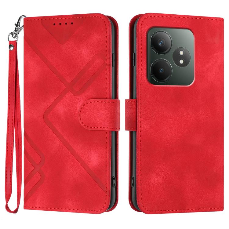 Line Pattern Skin Feel Leather Phone Case, For Realme GT 6 / GT 6T, For Realme C63 / C61 Global, For Realme  12 Lite / C67 4G Global, For Realme GT5 Pro, For Realme 10 Pro, For Realme 10 Pro+, For Realme 10 4G, For Realme V23