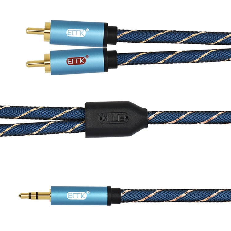 EMK 3.5mm Jack Male to 2 x RCA Male Gold Plated Connector Speaker Audio Cable, 1m, 1.5m, 2m, 3m, 5m