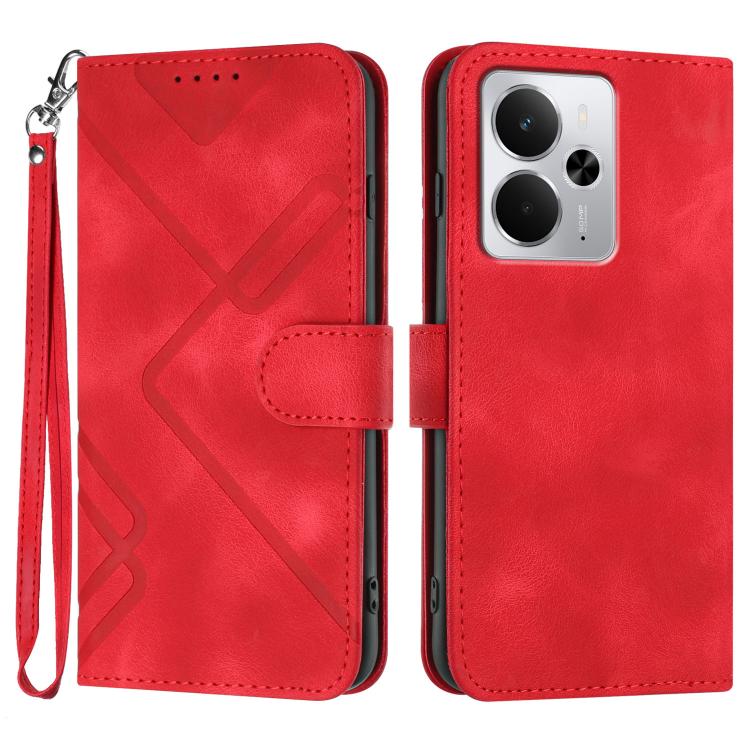 Line Pattern Skin Feel Leather Phone Case, For Realme 15x 5G India / Realme C85 5G, For Realme P4 Pro 5G, For Realme P4 5G, For Realme 15T 5G, For Realme C71 India, For Realme 15 5G / Realme 15 Pro 5G, For Realme GT 7 India, For Realme 14 / P3 5G Global