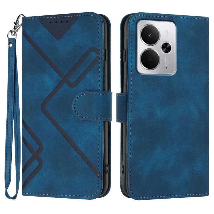 Line Pattern Skin Feel Leather Phone Case, For Realme 15x 5G India / Realme C85 5G, For Realme P4 Pro 5G, For Realme P4 5G, For Realme 15T 5G, For Realme C71 India, For Realme 15 5G / Realme 15 Pro 5G, For Realme GT 7 India, For Realme 14 / P3 5G Global