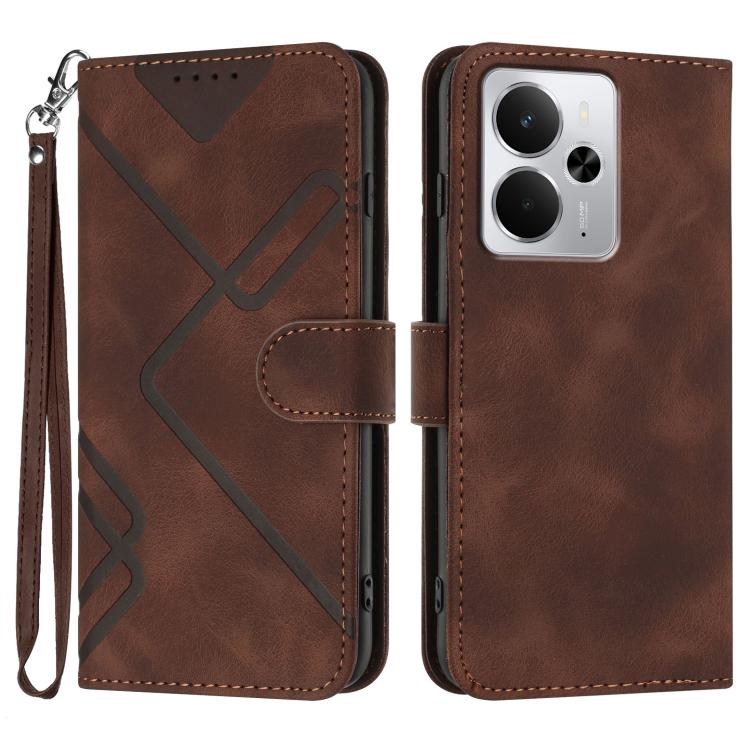 Line Pattern Skin Feel Leather Phone Case, For Realme 15x 5G India / Realme C85 5G, For Realme P4 Pro 5G, For Realme P4 5G, For Realme 15T 5G, For Realme C71 India, For Realme 15 5G / Realme 15 Pro 5G, For Realme GT 7 India, For Realme 14 / P3 5G Global