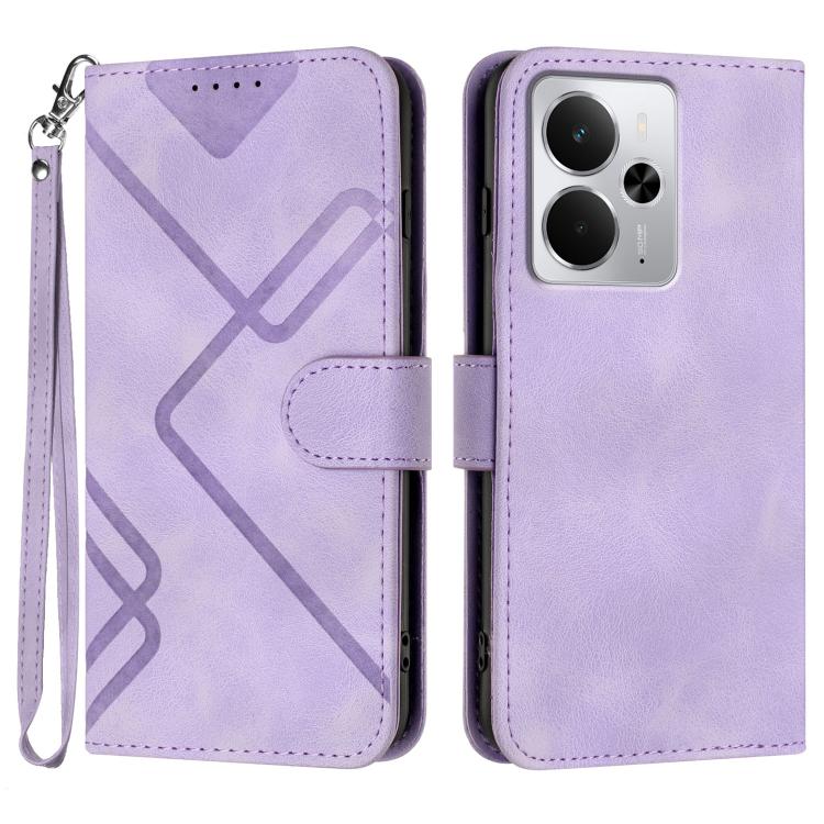 Line Pattern Skin Feel Leather Phone Case, For Realme 15x 5G India / Realme C85 5G, For Realme P4 Pro 5G, For Realme P4 5G, For Realme 15T 5G, For Realme C71 India, For Realme 15 5G / Realme 15 Pro 5G, For Realme GT 7 India, For Realme 14 / P3 5G Global