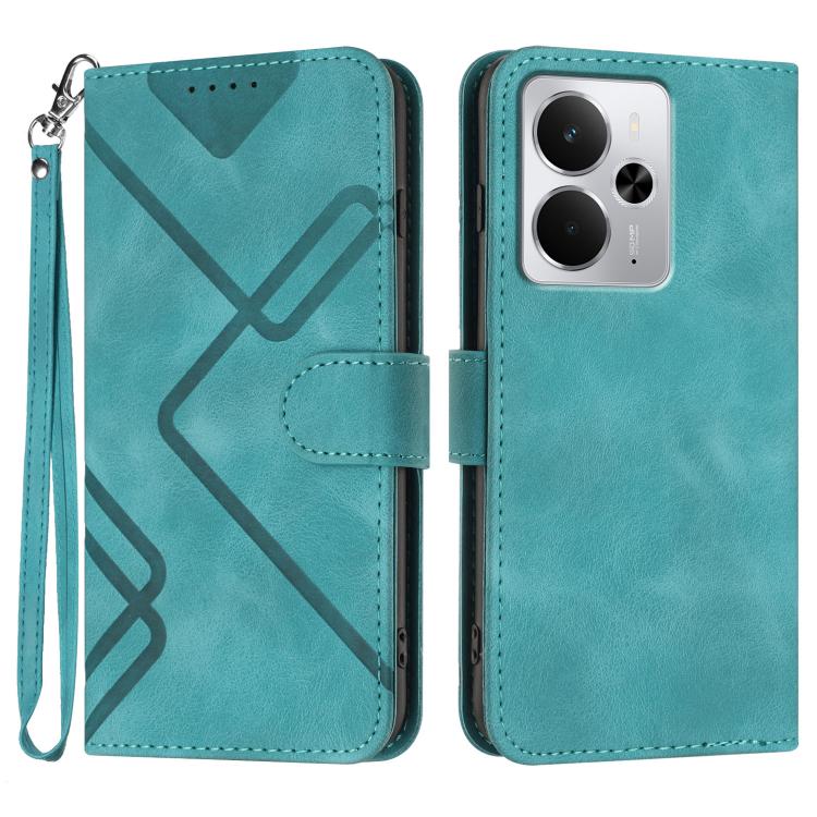 Line Pattern Skin Feel Leather Phone Case, For Realme GT 7 India, For Realme 14 / P3 5G Global, For Realme P3 Ultra 5G, For Realme P3 Pro, For Realme 14 Pro+, For Realme 14 Pro, For Realme 14x Global, For Realme C75 Global