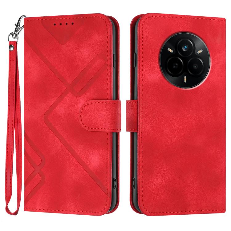 Line Pattern Skin Feel Leather Phone Case, For Realme P3 Ultra 5G, For Realme P3 Pro, For Realme 14 Pro+, For Realme 14 Pro, For Realme 14x Global, For Realme C75 Global, For Realme GT7 Pro, For Realme 13 Pro / 13 Pro+ Global