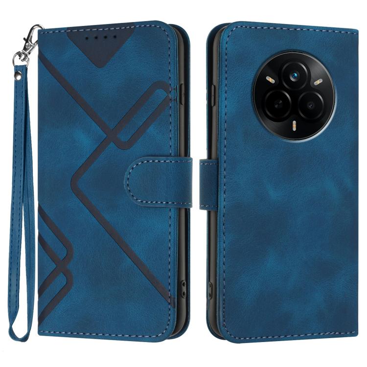 Line Pattern Skin Feel Leather Phone Case, For Realme P3 Ultra 5G, For Realme P3 Pro, For Realme 14 Pro+, For Realme 14 Pro, For Realme 14x Global, For Realme C75 Global, For Realme GT7 Pro, For Realme 13 Pro / 13 Pro+ Global
