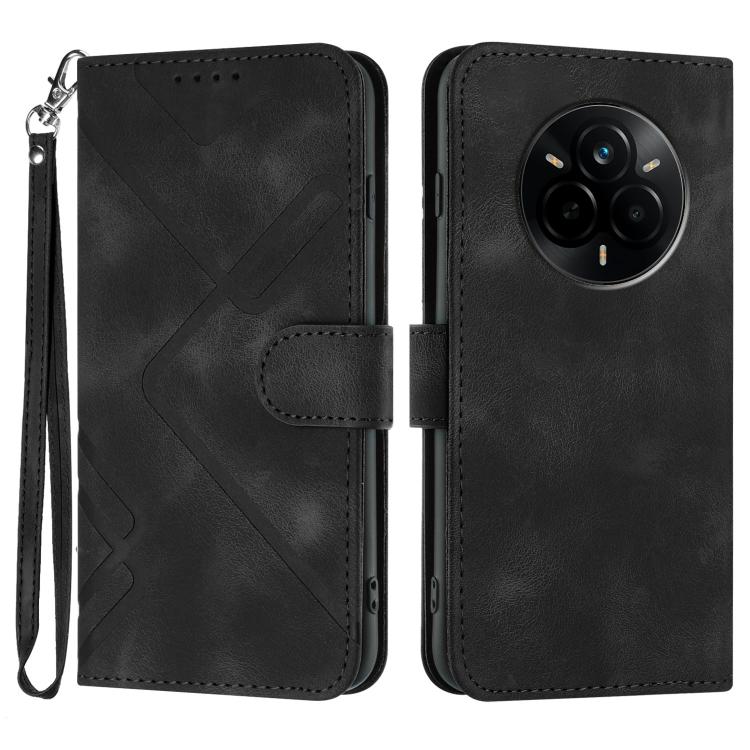 Line Pattern Skin Feel Leather Phone Case, For Realme P3 Ultra 5G, For Realme P3 Pro, For Realme 14 Pro+, For Realme 14 Pro, For Realme 14x Global, For Realme C75 Global, For Realme GT7 Pro, For Realme 13 Pro / 13 Pro+ Global