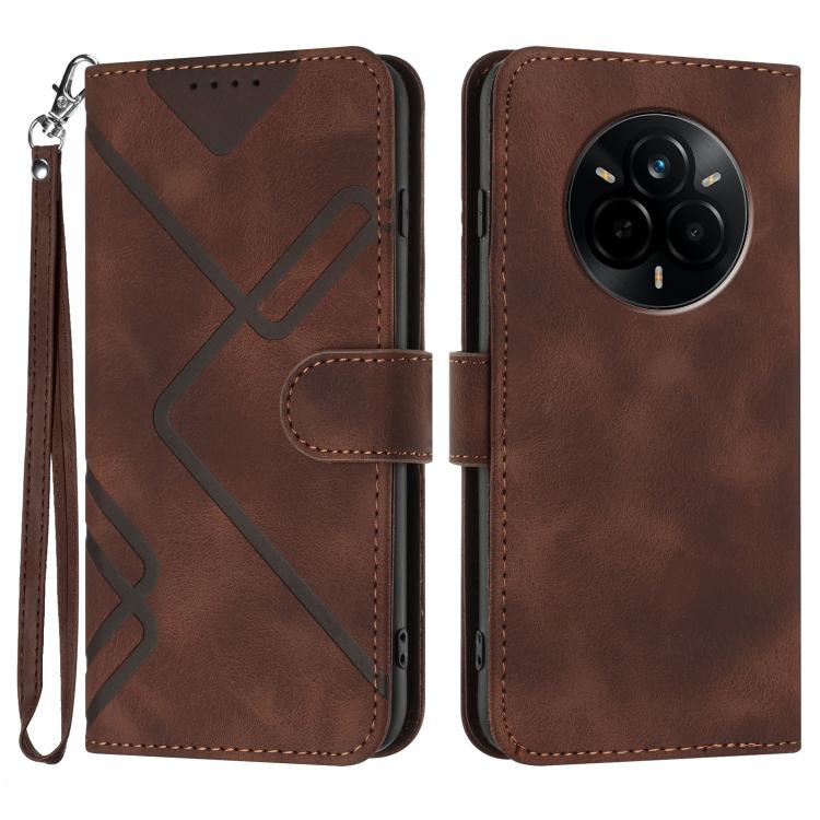 Line Pattern Skin Feel Leather Phone Case, For Realme P3 Ultra 5G, For Realme P3 Pro, For Realme 14 Pro+, For Realme 14 Pro, For Realme 14x Global, For Realme C75 Global, For Realme GT7 Pro, For Realme 13 Pro / 13 Pro+ Global