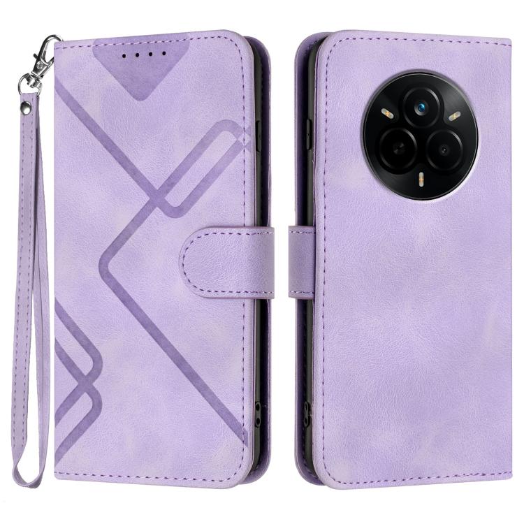 Line Pattern Skin Feel Leather Phone Case, For Realme P3 Ultra 5G, For Realme P3 Pro, For Realme 14 Pro+, For Realme 14 Pro, For Realme 14x Global, For Realme C75 Global, For Realme GT7 Pro, For Realme 13 Pro / 13 Pro+ Global