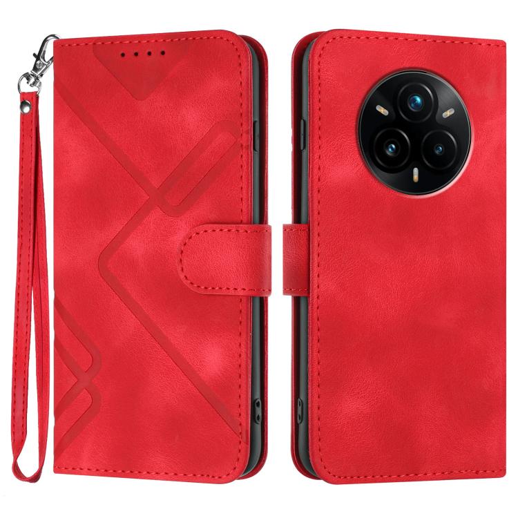 Line Pattern Skin Feel Leather Phone Case, For Realme P3 Ultra 5G, For Realme P3 Pro, For Realme 14 Pro+, For Realme 14 Pro, For Realme 14x Global, For Realme C75 Global, For Realme GT7 Pro, For Realme 13 Pro / 13 Pro+ Global